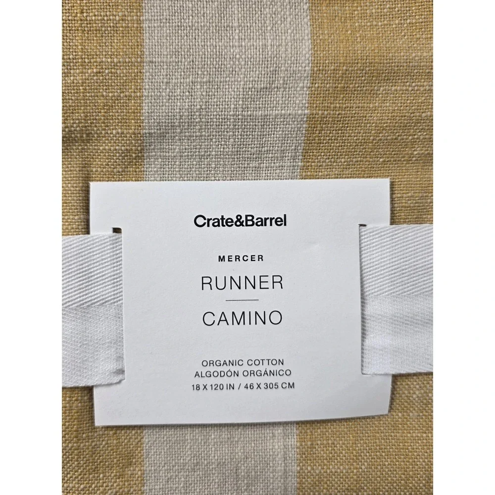 Crate And Barrel Table RunnerMERCERRUNNERCAMINOORGANIC COTTON 18X120‎ Yellow